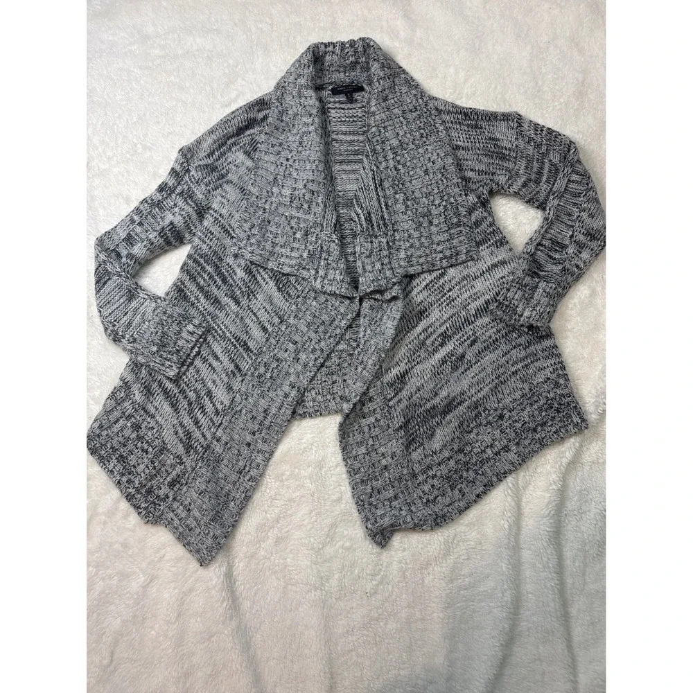 Romeo & Juliet Couture Grey Knit Open‎ Front Waterfall Cardigan Sweater M